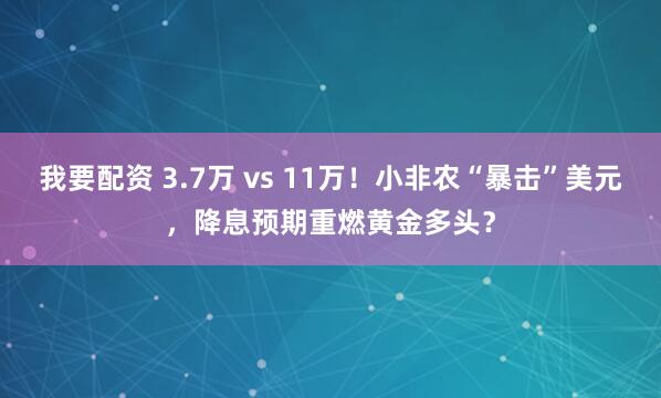 我要配资 3.7万 vs 11万！小非农“暴击”美元，降息预期重燃黄金多头？